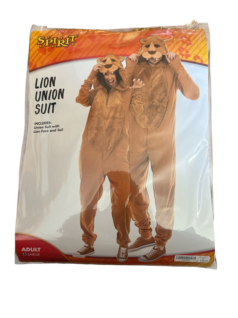 Spirit Brown Lion Onesie Costume unisex   
Size Adult Large